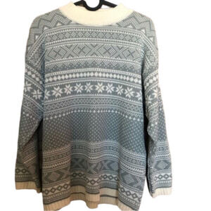 Vintage  Cream and Gray Crewneck Sweater Medium